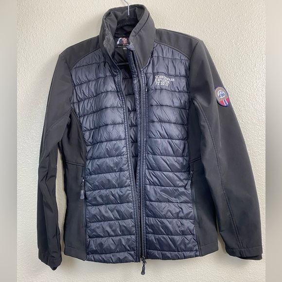 Scandinavian Explorer Black quilter Puffer Full Zip Nylon Coat Women’s Small - Picture 12 of 12